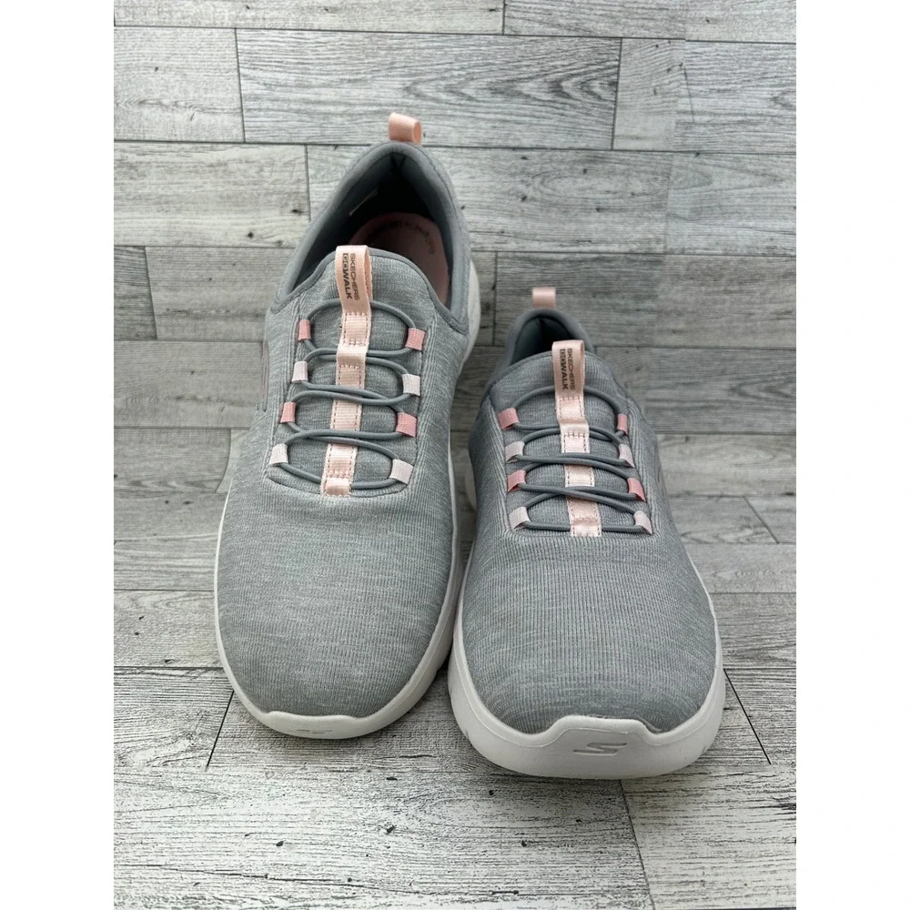 Skechers GoWalk 6 Women Size‎ 10 Grey Pink Slip On Walking Shoes 124956 GYPK